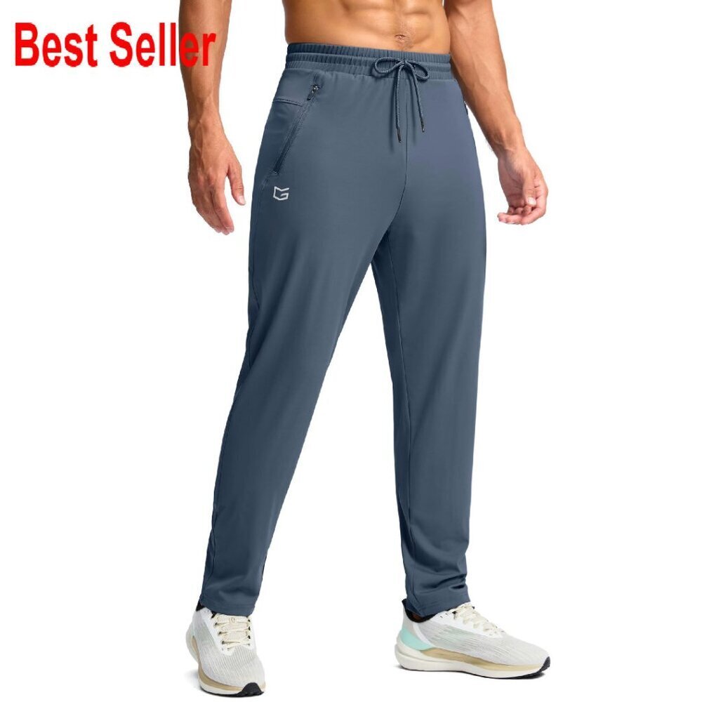 Men's Stretch Joggers Athletic Workout Pants Zipper Pockets Tapered Fit